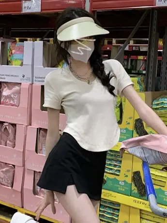 纯欲甜辣短袖t恤女夏季ins超火小众设计感辣妹别致紧身短款上衣潮商品大图