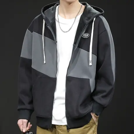 秋冬卫衣外套男连帽拉链开衫2023新款套装大码男士运动服上衣袋鼠图片
