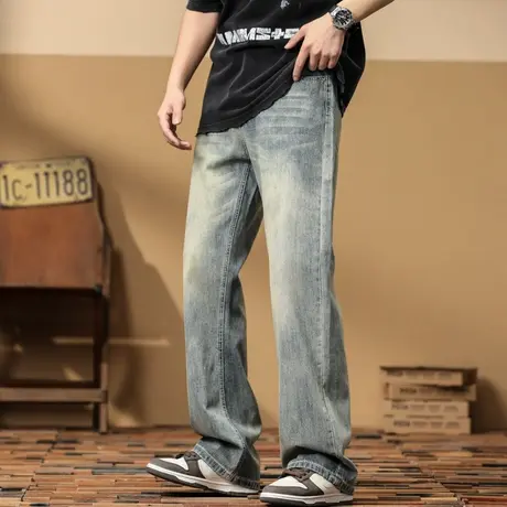 潮流百搭夏季薄款牛仔裤男款休闲宽松复古潮流水洗百搭男士牛仔裤商品大图