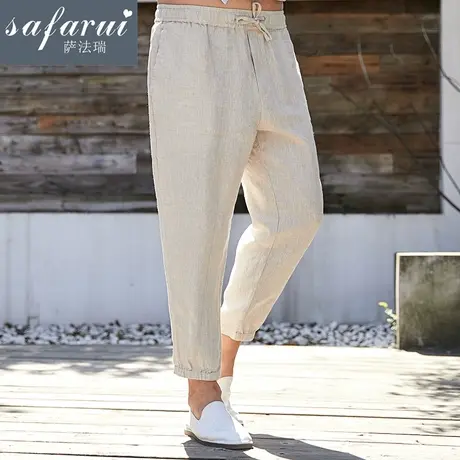 亚麻裤子九分裤男休闲裤宽松束脚夏季男士棉麻中国风萝卜哈伦裤潮商品大图