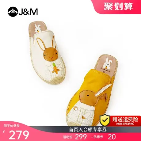 快乐玛丽包头凉拖女外穿2023春夏新款一脚蹬平底休闲帆布渔夫鞋女商品大图