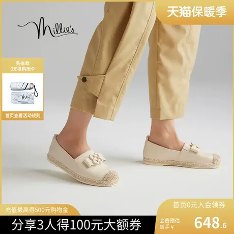 妙丽舒适渔夫鞋2023秋新款时尚休闲设计感通勤平底女单鞋6A972CA3商品大图