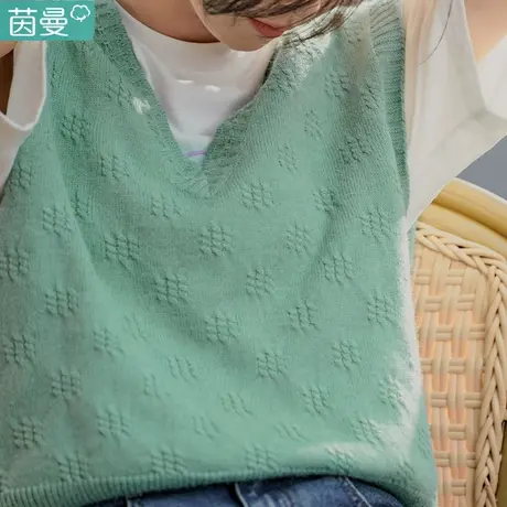 茵曼旗舰店官方针织衫女外套毛衣毛线马甲背心无袖2023新款秋冬季图片