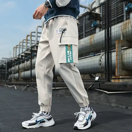 春秋季新款潮牌宽松工装裤男士休闲长裤韩版潮流百搭束脚九分裤子商品大图