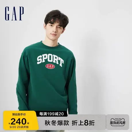 Gap男女装秋季2023新款LOGO宽松碳素软磨抓绒卫衣804487运动上衣图片