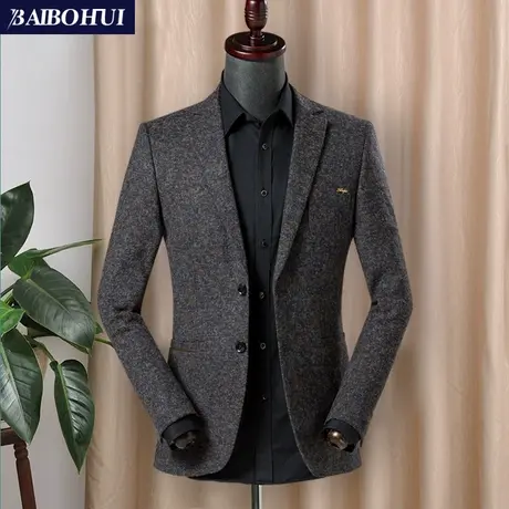 春秋季商务呢子小西装男士修身时尚休闲西服男外套韩版青年单西潮商品大图
