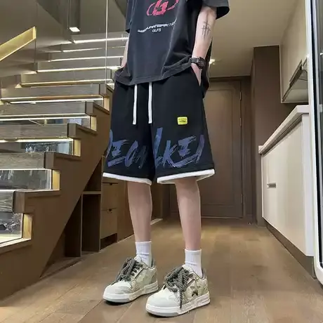 夏季薄款棉感短裤外穿男孩青少年初中学生运动裤大童休闲五分裤子商品大图