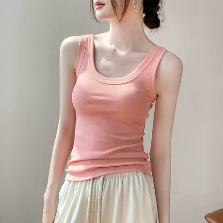 辣妹风无袖吊带背心女2025夏季弹力修掐腰美背外穿遮副乳叠穿上衣商品大图