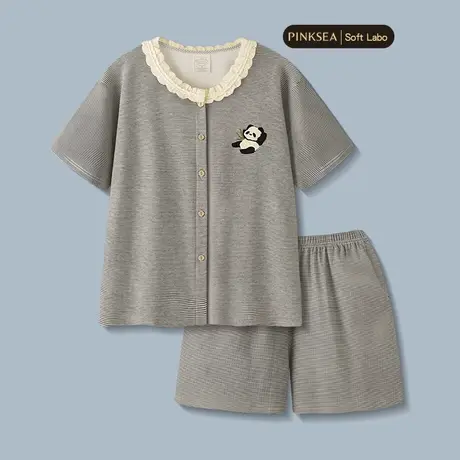 睡衣女款2025新款夏季薄款纯棉短袖短裤套装可爱熊猫女士家居服商品大图