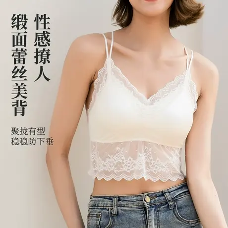蕾丝抹胸女交叉美背吊带背心防走光裹胸内搭打底春夏薄款内衣性感商品大图