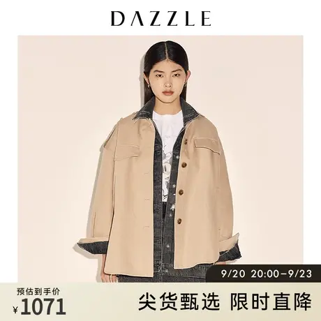 刘雯同款DAZZLE米奇系列 地素奥莱 宽松印花风衣女2E1F6071N图片