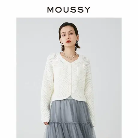 MOUSSY24新品法式小香风珍珠扣编织肌理针织开衫028HS470-0000商品大图