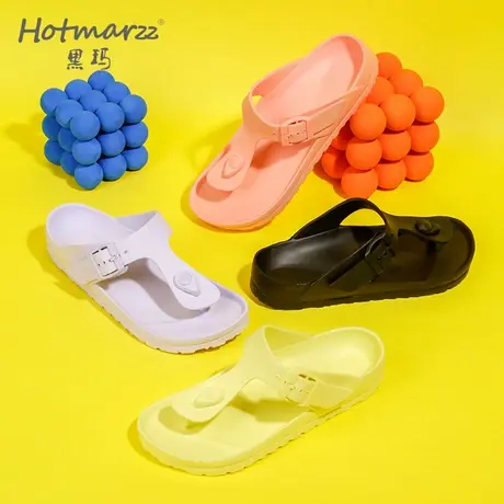 hotmarzz/黑玛人字拖夏季外穿轻质扁平足新款情侣户外沙滩凉拖鞋商品大图