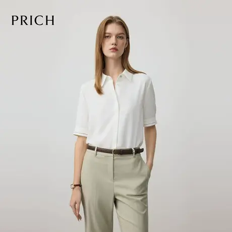 【超能小太阳】PRICH简约直身版型气质纯色短袖衬衫2025夏新款图片