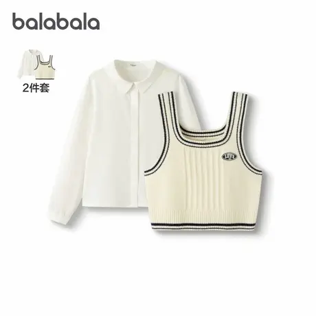 【商场同款】巴拉巴拉女童衬衫儿童长袖2025新款秋凉感马甲两件套图片