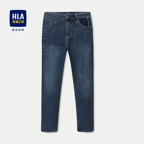 HLA/海澜之家五袋款牛仔裤23秋新中腰宽松小脚超高弹力九分裤男商品大图