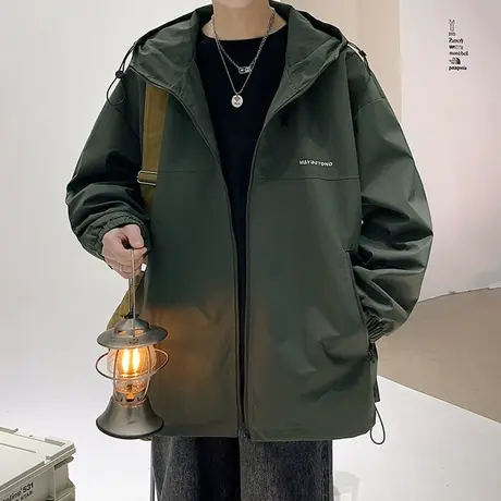 山系冲锋衣男春秋季潮牌宽松户外防风外套男休闲登山运动连帽夹克商品大图