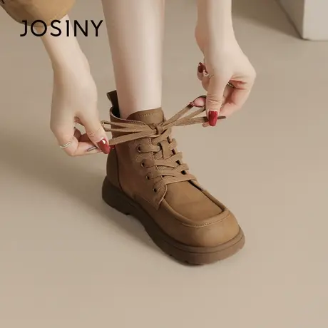 Josiny/卓诗尼2025冬季马丁靴厚底增高短靴英伦风小个子机车靴子商品大图