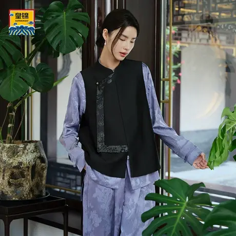 爱慕皇锦丝毛正绢女士含桑蚕丝含羊毛琵琶襟马甲-梅花醉HJ21550图片