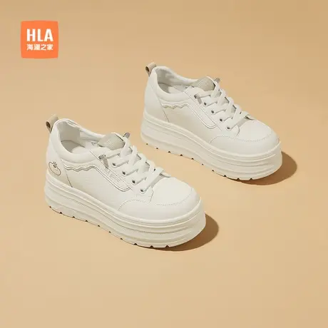 HLA/海澜之家小白鞋女2025新款秋季厚底增高休闲运动鞋百搭板鞋女商品大图