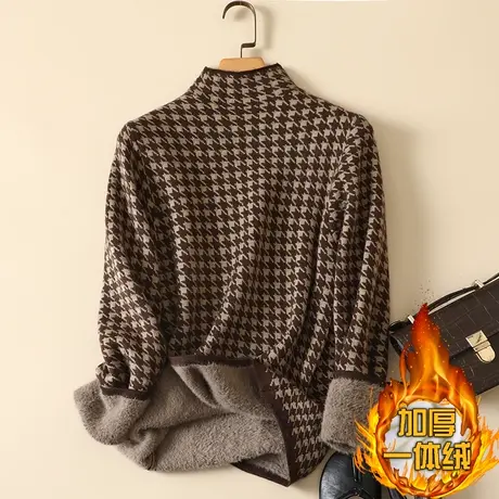 一体绒半高领毛衣女2023年秋冬新款加绒加厚洋气内搭针织打底衫女图片