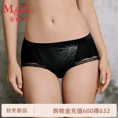 曼妮芬女士舒适中低腰低角裤纯棉内裆底裤性感蕾丝内裤20612466商品大图