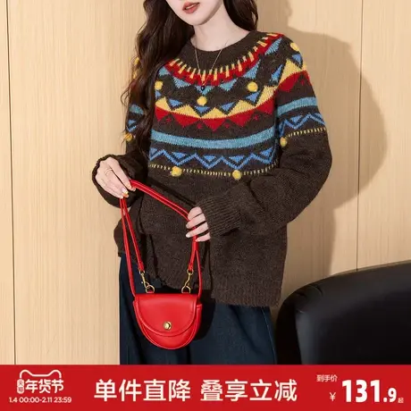 唐狮2026秋冬季毛衣女超好看立体球球设计减龄圆领温柔系套头图片