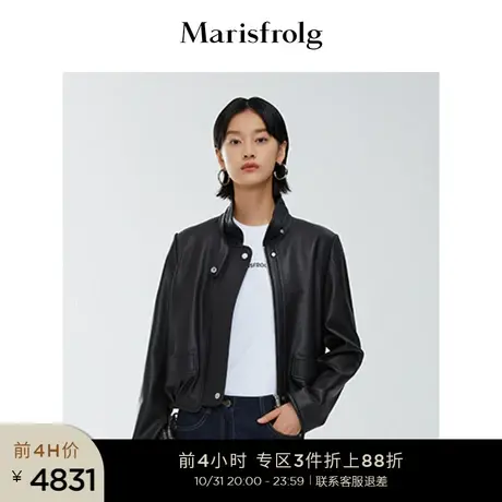 【夹克皮衣外套】玛丝菲尔皮衣春季新款羊皮革皮衣外套图片