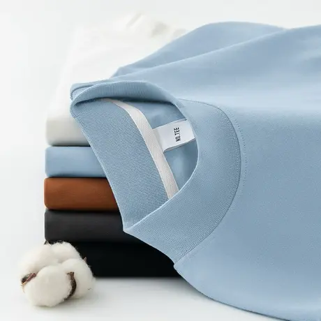 380g重磅t恤男士长袖半高领纯色上衣服秋冬加厚款内搭中领打底衫商品大图