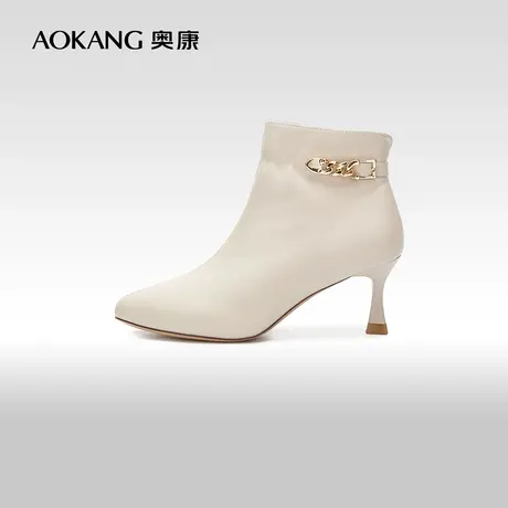 【门店发货】奥康女鞋冬季新款时装靴尖头细高跟气质显瘦女士靴子商品大图