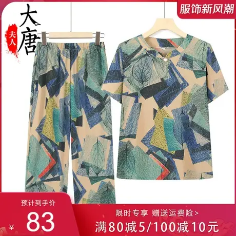 中老年人夏装套装女奶奶短袖薄夏季老太太洋气两件套妈妈婆婆小衫图片
