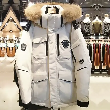 韩国RunningMan跑男同款户外军工装情侣加厚羽绒服男女中长款外套商品大图