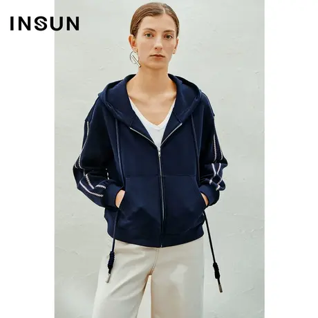 INSUN恩裳线上专选春季弹性蜂巢棉宽松短外套商品大图