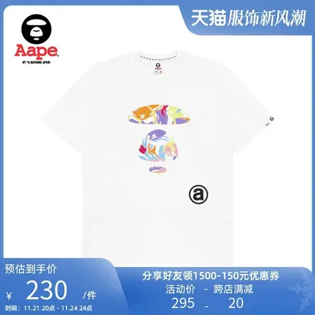 Aape旗舰店男装春夏经典迷彩猿颜印花宽松薄款短袖T恤1269XXK商品大图