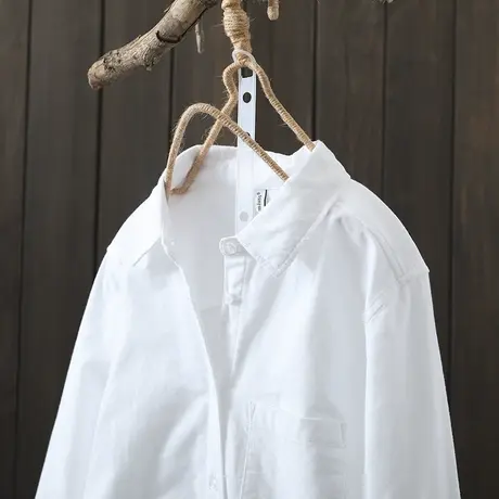 枫谜2021年春装新款文艺简约全棉长袖白衬衫女宽松休闲打底衬衣商品大图