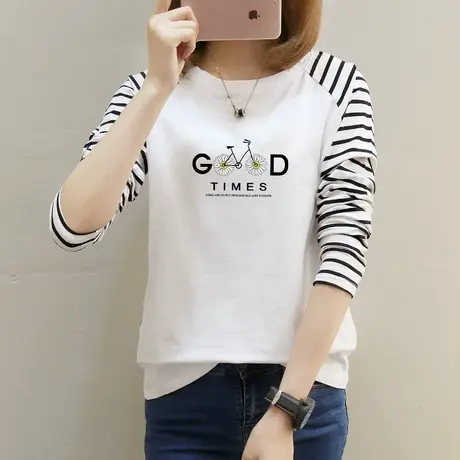 长袖t恤女早春打底上衣2023年新款内搭韩版宽松百搭学生纯棉春装商品大图