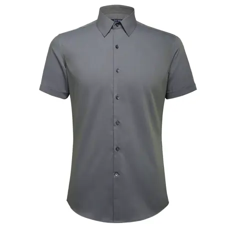 夏季新款衬衫男短袖科技变色龙面料抗皱免烫商务韩版衬衣职业正装图片