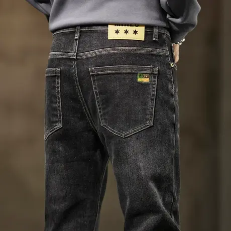 男士秋季潮牌痞帅直筒男裤子春秋款高街水洗休闲牛仔长裤2023新款商品大图