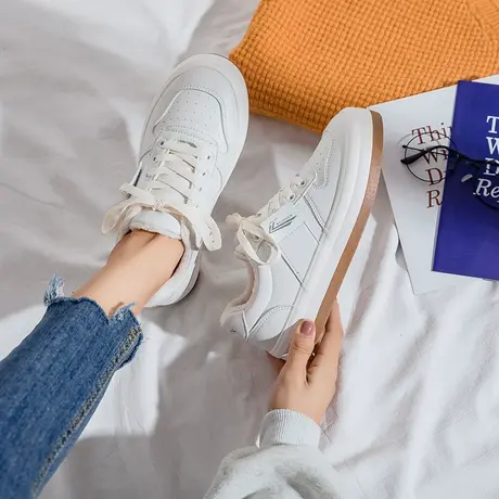 加绒小白鞋女2021年冬季新款ulzzang百搭学生潮鞋ins休闲平底板鞋商品大图