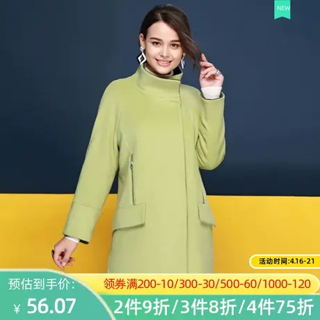 秋水伊人女装2020秋冬季新款纯色韩版毛呢大衣中长款宽松外套F497图片