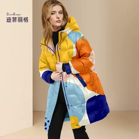 迪菲丽格今年流行超好看爆款羽绒服女2023新款冬季连帽撞色面包服图片