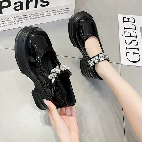 小皮鞋女春季厚底高跟鞋2024新款法式玛丽珍鞋女鞋子英伦风jk单鞋图片