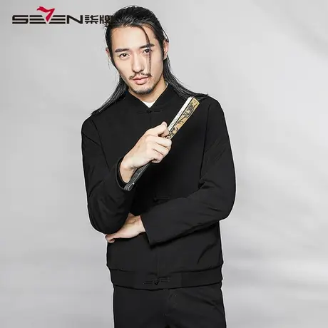 【清仓】柒牌男装奥莱盘口复古夹克衫春款中国风夹克外套商品大图