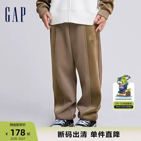 【断码优惠】Gap男童冬季LOGO加绒宽松保暖运动卫裤休闲裤810798商品大图