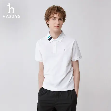 Hazzys哈吉斯夏季新款男士短袖T恤衫棉休闲纯色polo衫简约上衣潮图片