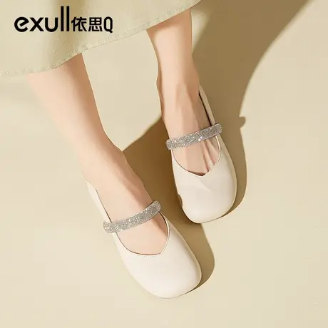 依思q小香风奶奶鞋软底粗跟方头玛丽珍单鞋女2023新款秋款晚晚鞋商品大图