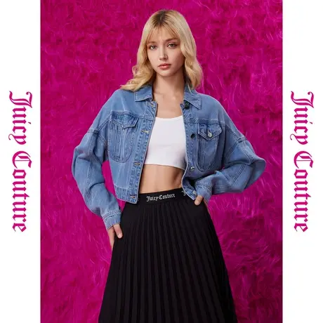 Juicy Couture橘滋秋季装女装年新款自在单宁刺绣牛仔短外套商品大图