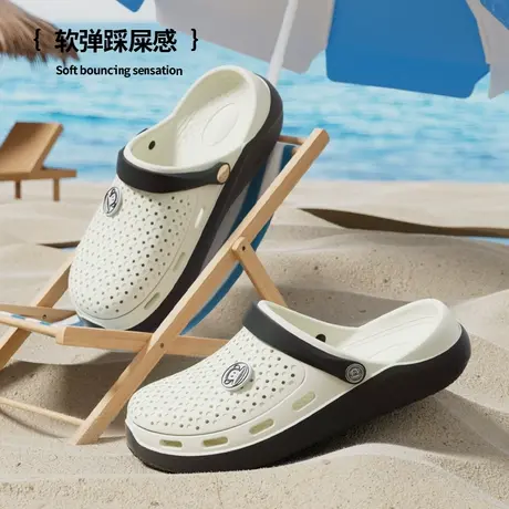 大嘴猴洞洞鞋男款夏季2023新款夏天外穿防滑厚底网红休闲凉鞋男士商品大图