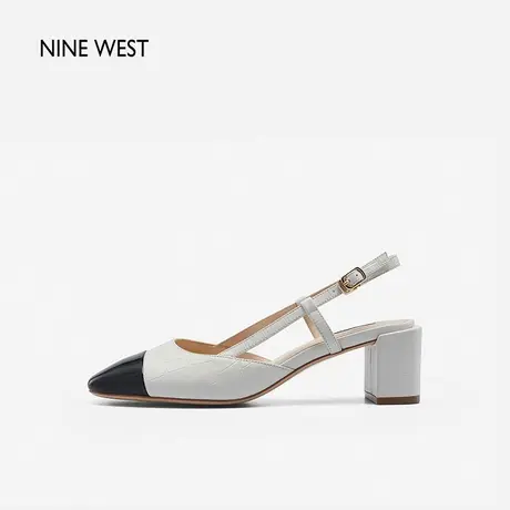Nine West/玖熙复古拼接包头凉鞋女2023年夏季新款中跟小香风法式商品大图