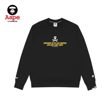 Aape旗舰店男装秋冬X-BONE字母印花宽松长款厚版加绒卫衣3807XXH商品大图